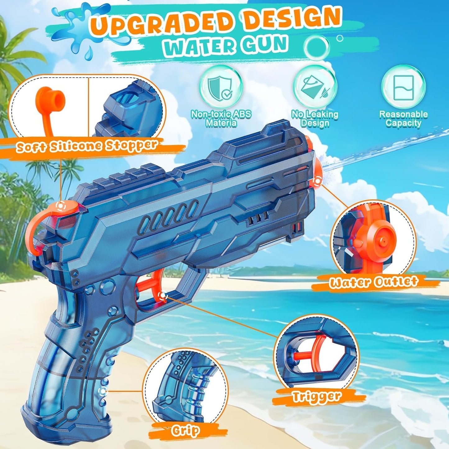 Wasserpistole Kinder 2 Stück Wasserspritzpistole Reichweite 10 Meter Wasserpistole Klein für Kinder Sommer Schwimmbad Pool Strand Wasserschlacht Wasserspritzpistole Spielzeug