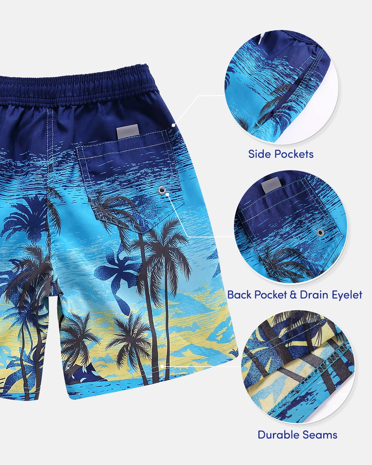Domee Jungen Badehosen Badeshorts Schnelltrocknend Schwimmhose mit Netzfutter Verstellbarer Kordelzug