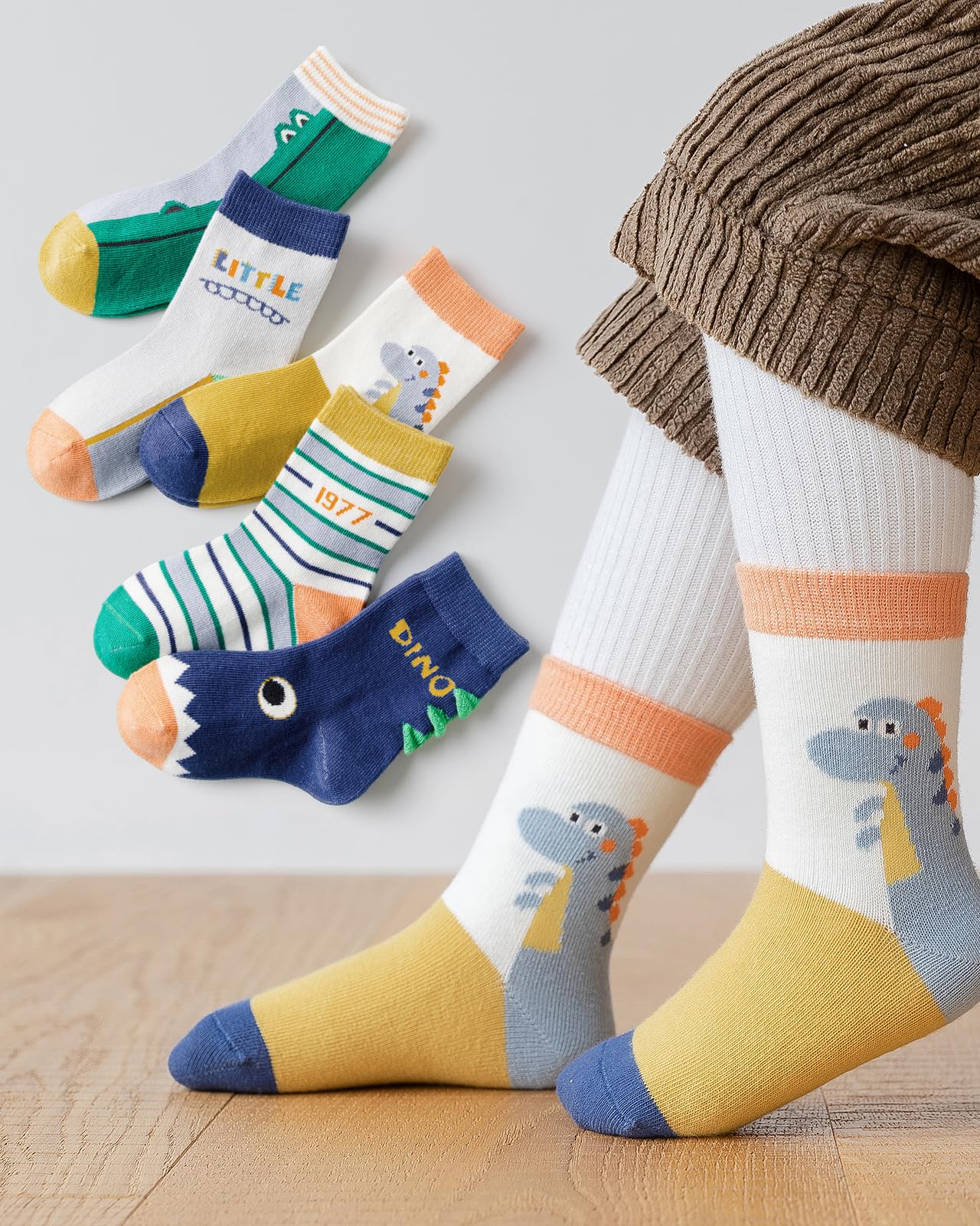 Kyopp 10 Paar Socken Kinder Mädchen und Jungen Funny Socken Lustig Animals Cotton Socken Crew Socks Winter/Sommer