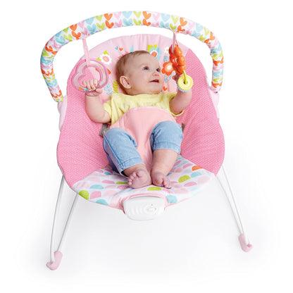 Bright Starts, Babywippe Babyschaukel Safari Fun mit Beruhigenden Vibrationen, Spielbogen mit 2 Spielzeugen, 3-Punkte-Gurt Sitz, Maschinenwaschbares Sitzpolster, ab der Geburt bis 9kg