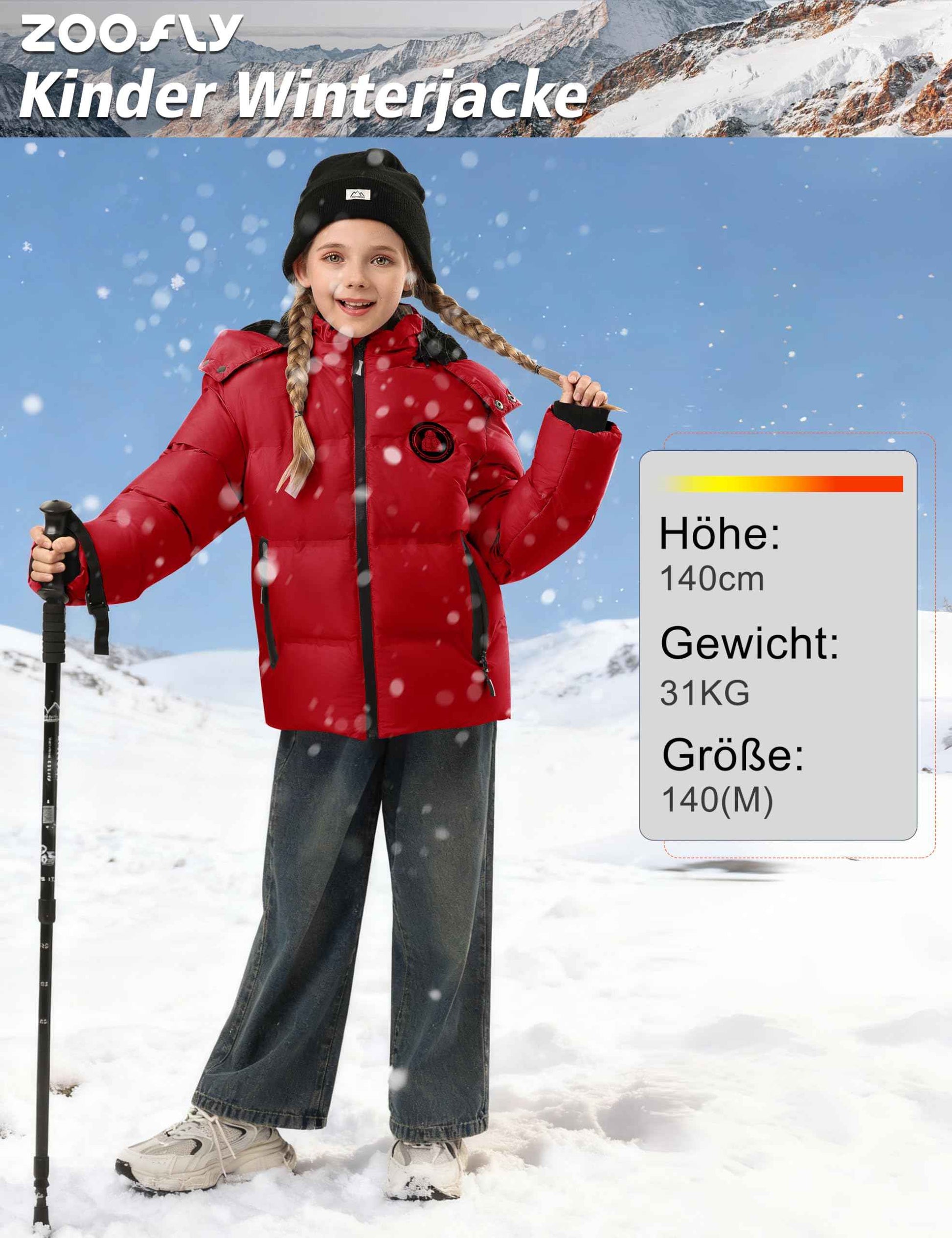 Winter Jacket Boys Girls Kids Jacket Warm Lined Puffer Jackets Children's Jackets Winter with Removable Hood Hiking Jacket