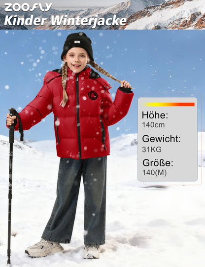Winter Jacke Jungen Mädchen Kinder Jacke Warm Gefüttert Puffer Jacken Kinder Jacken Winter mit abnehmbarer Kapuze Wandern Jacke