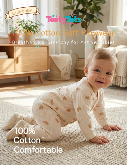 Neugeborener Unisex Strampler, Langarm-Overall, 100 % Baumwolle, weich und bequem, für Babys, Oberbekleidung und Nachtwäsche, geeignet für alle Jahreszeiten