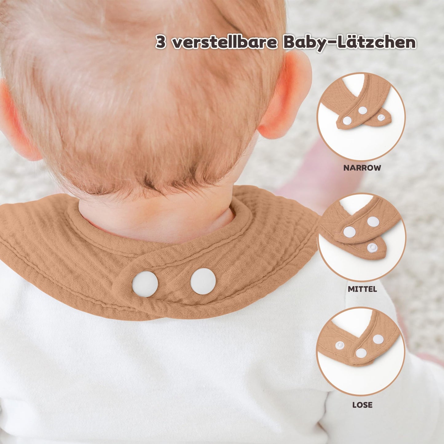 Susurration Bibs Baby Muslin Bandana Baby Soft Adjustable Square Dribble Bibs 6 pack for Unisex Girls &amp; Boys 