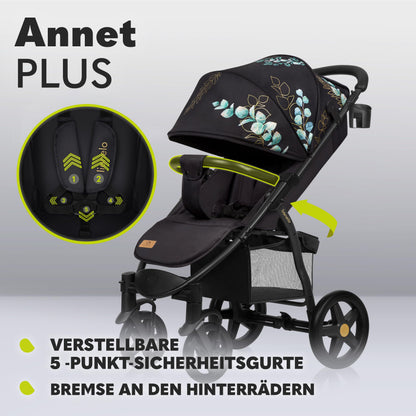 LIONELO Annet Plus Buggy up to 22 kg with Reclining Function, Small Folding Pushchair with Accessories, EVA Foam Wheels, Mosquito Net, Foot Cover Drink Holder, Basket Dreamin