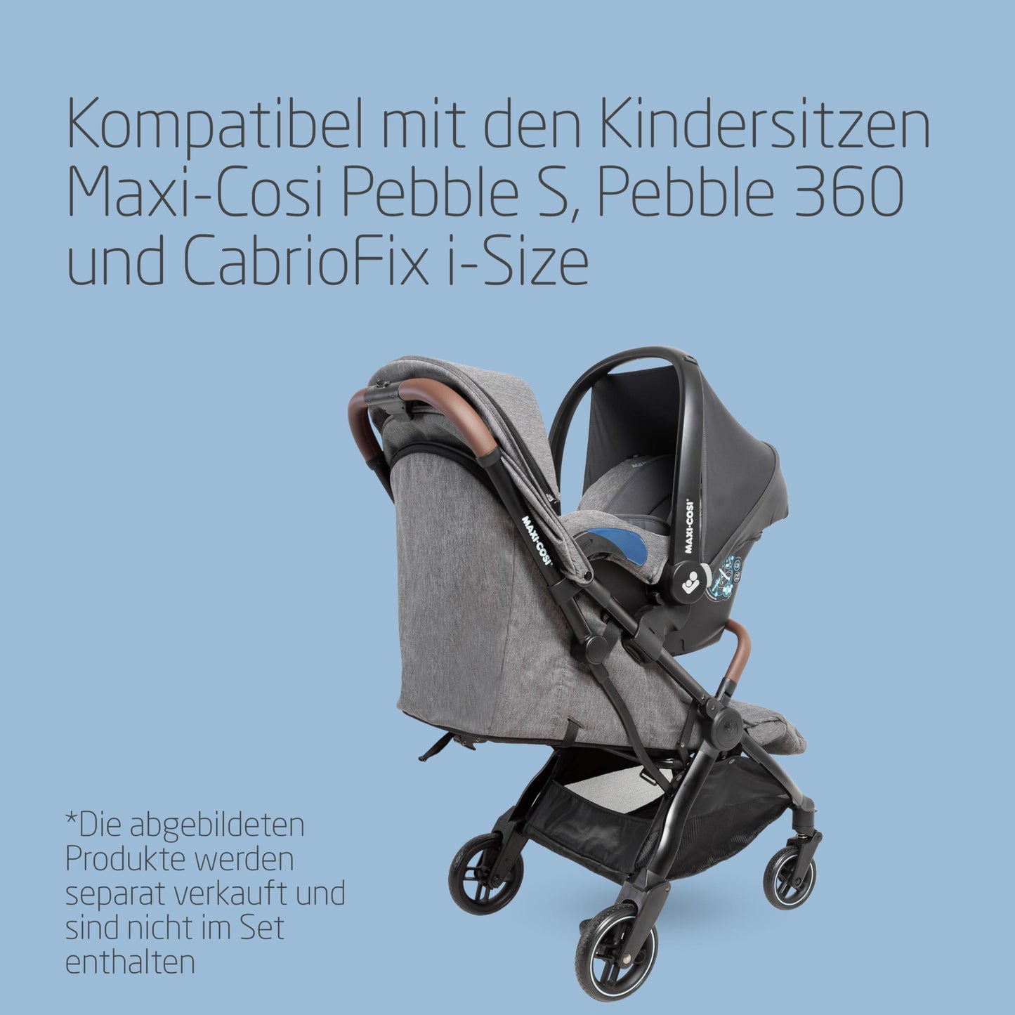 Maxi-Cosi Eva3 Pushchair, 0-4 Years, 0-22 kg, Baby Pram, Lightweight and Compact, Flat Reclining Position, 3 Reclining Positions, Automatic with 1 Hand Folding, Carry Strap, Select Grey
