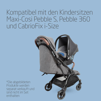 Maxi-Cosi Eva3 Pushchair, 0-4 Years, 0-22 kg, Baby Pram, Lightweight and Compact, Flat Reclining Position, 3 Reclining Positions, Automatic with 1 Hand Folding, Carry Strap, Select Grey