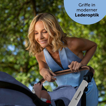 Bergsteiger Lugo 3-in-1 Pushchair Complete Set Including Accessories - Baby Seat, Buggy Attachment, Sun Protection & Weather Footmuff | Isofix Station Available