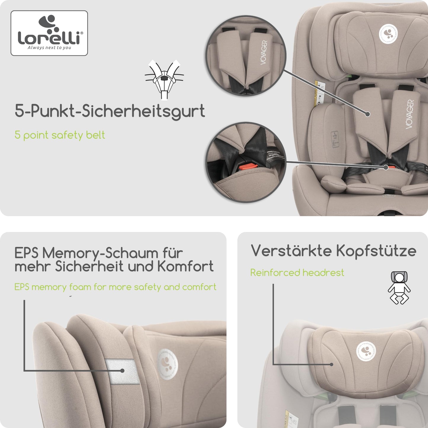 Lorelli Auto Kindersitz Voyager, Mitwachsender Autositz i-Size 40-150cm - Gruppe 0+/1/2/3 (0-36 kg), Babysitz ab Geburt, 5-Punkt-Gurt, Einstellbare Kopfstütze (Rosa) - Meloni2