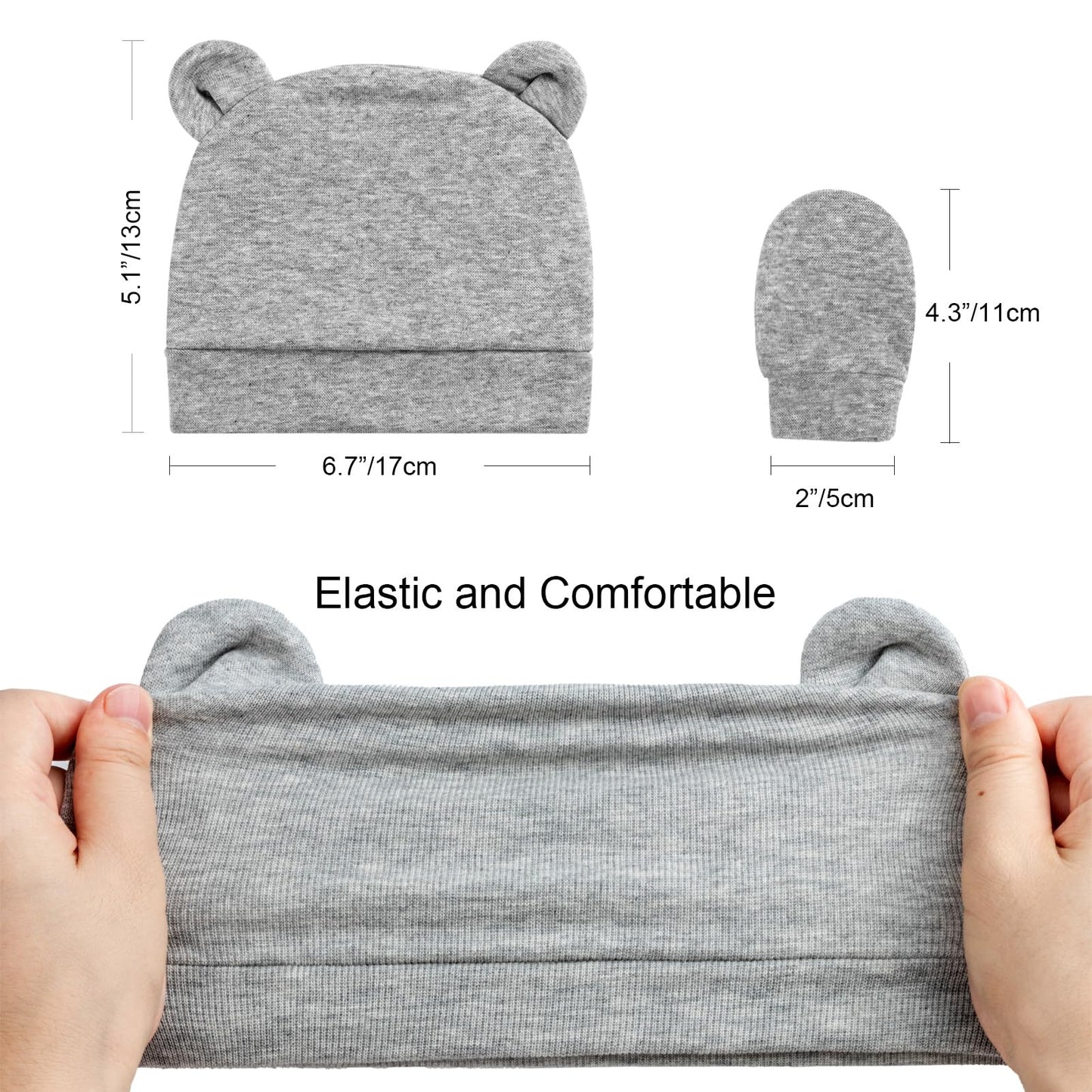 DRESHOW Newborn Baby Hat and Gloves Set Beanie Clothing Unisex Infant Hat Kindergarten Cap Baby Boys Girls 0-6 Months 