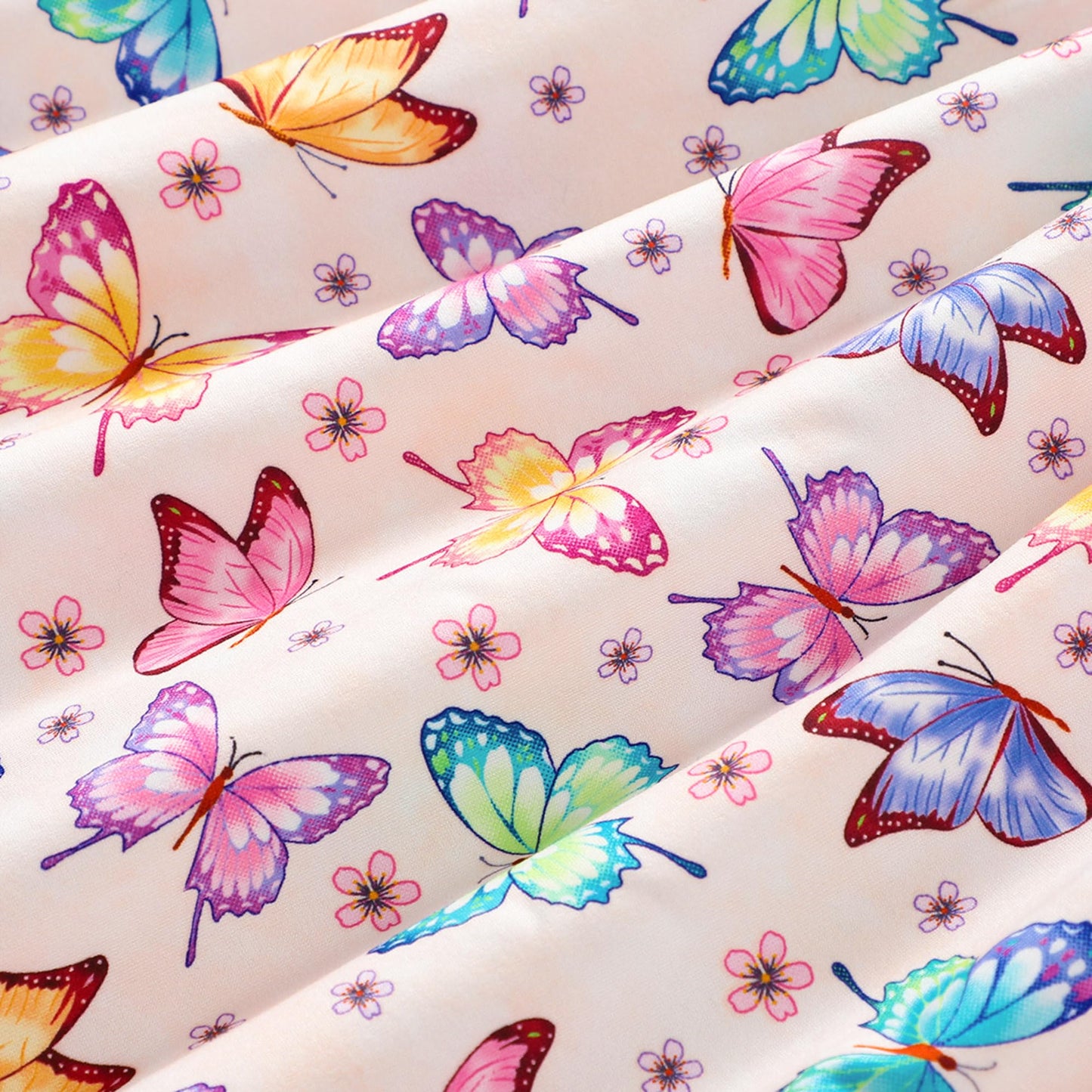 EULLA Kinder Mädchen Kleid Kurzarm Lässig A-Linie Regenbogenstreifen Erdbeere Marienkäfer Schmetterling Kleider Gr.92 98 104 110 116 122