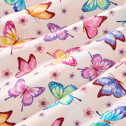 EULLA Kinder Mädchen Kleid Kurzarm Lässig A-Linie Regenbogenstreifen Erdbeere Marienkäfer Schmetterling Kleider Gr.92 98 104 110 116 122