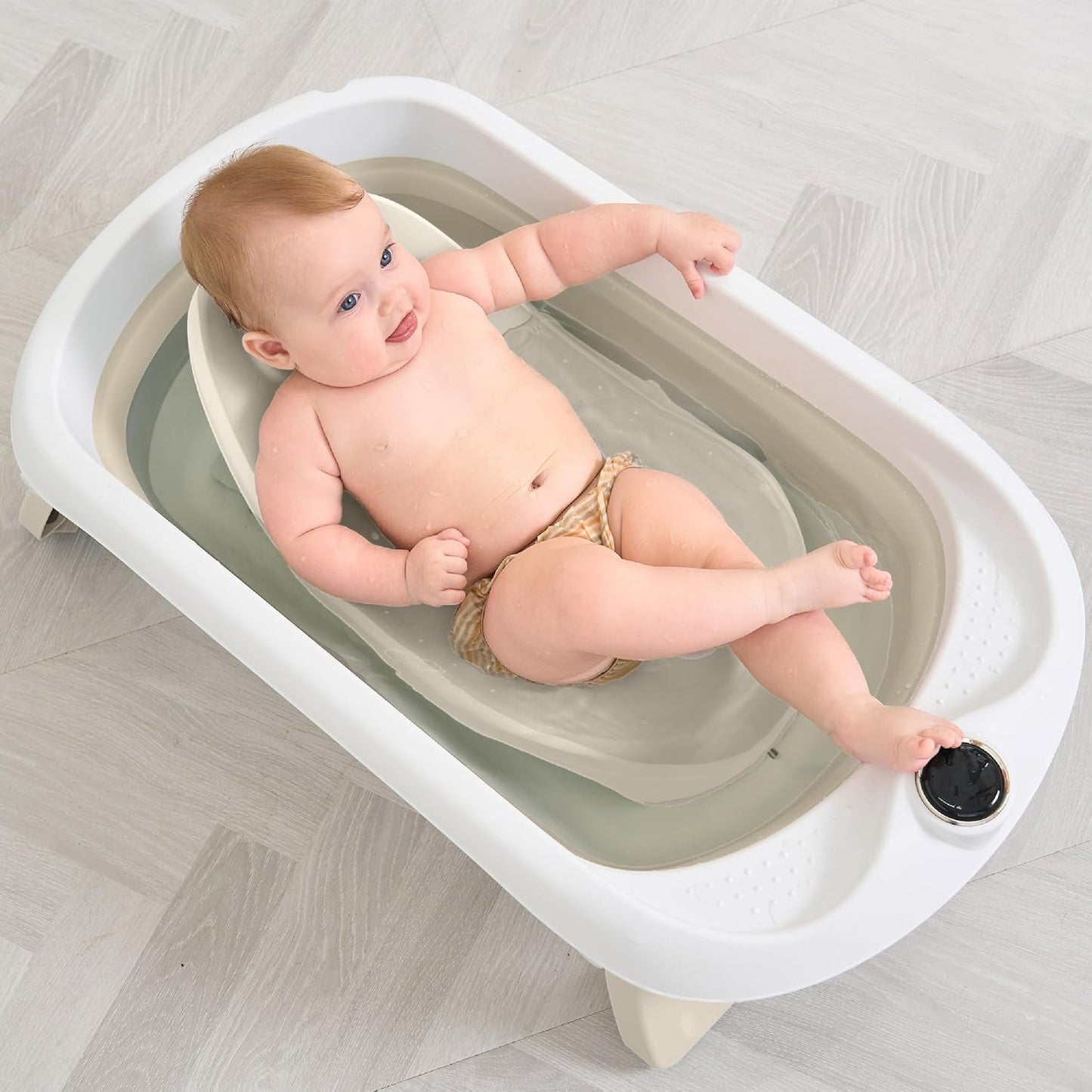 Faltbar Baby Badewanne Mit Rutschfestem Badewannensitz - Babywanne Xxl Mit Badethermometer - Von Der Geburt Bis 3 Jahre - Baby Bathtub - Babygeschenk - Geburtsgeschenke Für Mädchen & Jungen