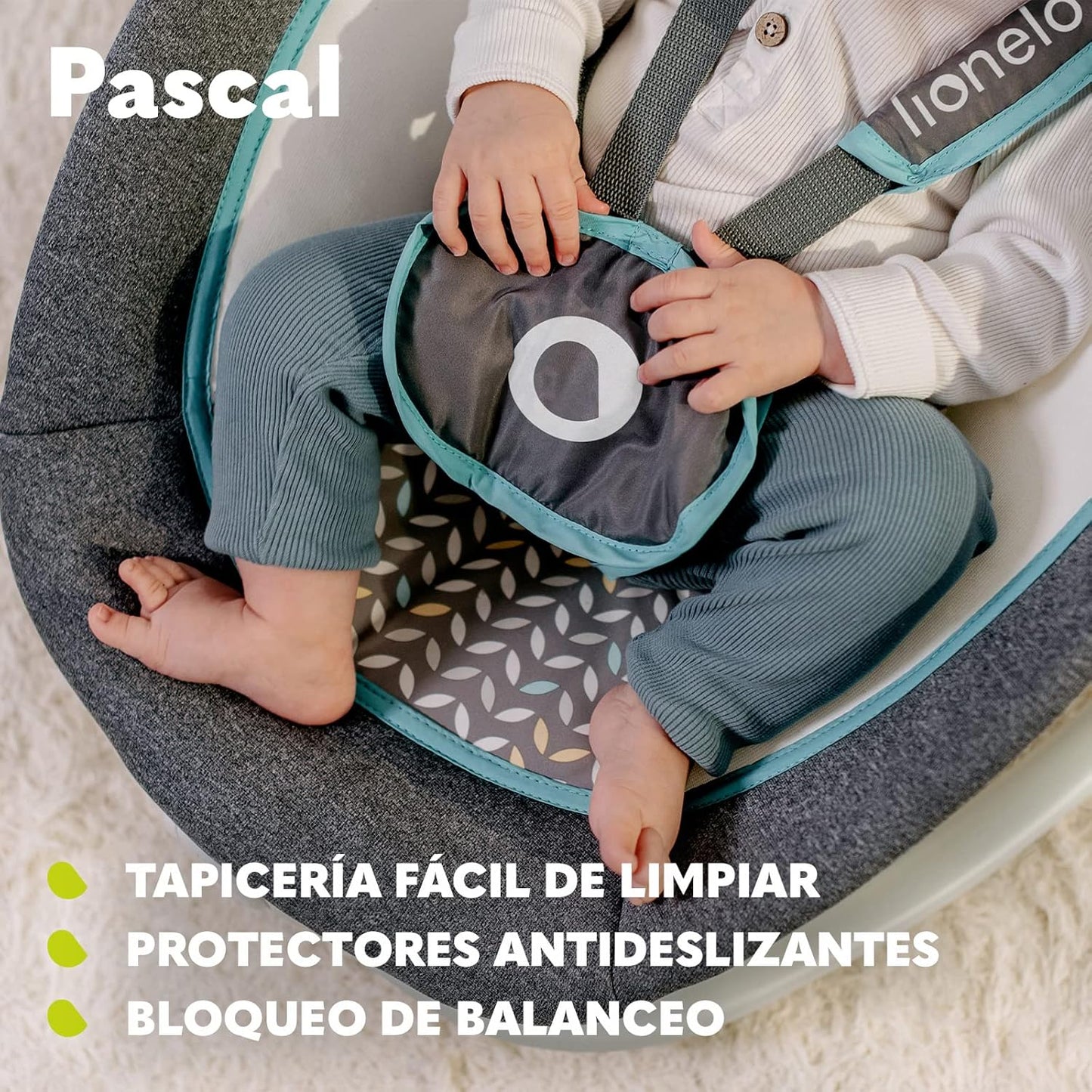 LIONELO Pascal Baby Rocker, gentle vibrations, 5 melodies, toy carousel with interactive plush toys, head pillow, adjustable backrest, energy-saving system (GREY DOVE) 