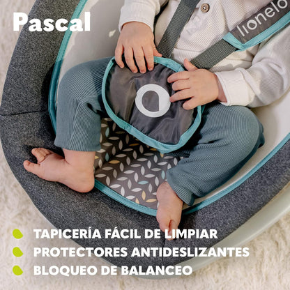 LIONELO Pascal Baby Rocker, gentle vibrations, 5 melodies, toy carousel with interactive plush toys, head pillow, adjustable backrest, energy-saving system (GREY DOVE) 