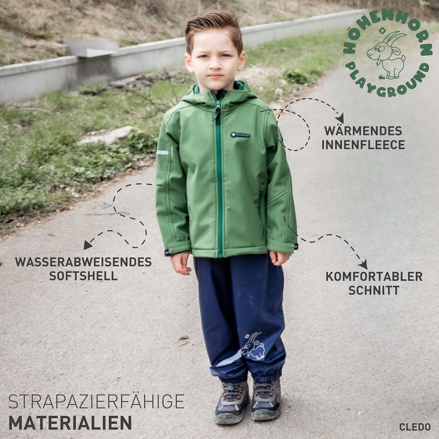 Höhenhorn Cledo Kinder Softshelljacke Kids Jacke Übergangsjacke Outdoor Winddicht Wasserdicht Atmungsaktiv