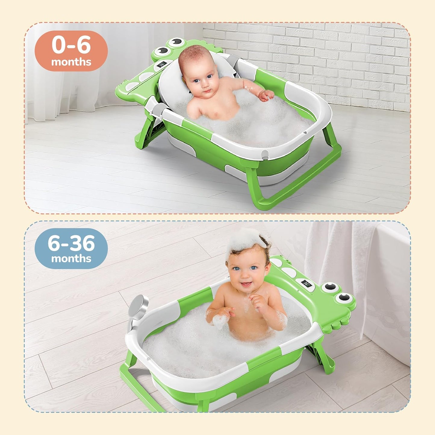 Faltbar Baby Badewanne Mit Rutschfestem Badewannensitz - Babywanne Xxl Mit Badethermometer - Von Der Geburt Bis 3 Jahre - Baby Bathtub - Babygeschenk - Geburtsgeschenke Für Mädchen & Jungen