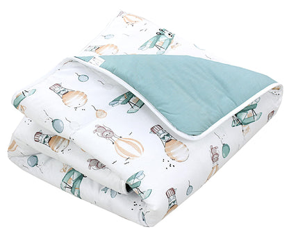 TupTam Krabbeldecke für Baby 120x120 cm - Gepolsterte Spieldecke Baby Baumwolle, XXL, OEKO-TEX, Weich & Hautfreundlich, Farbe: Wald/Beige - Meloni2