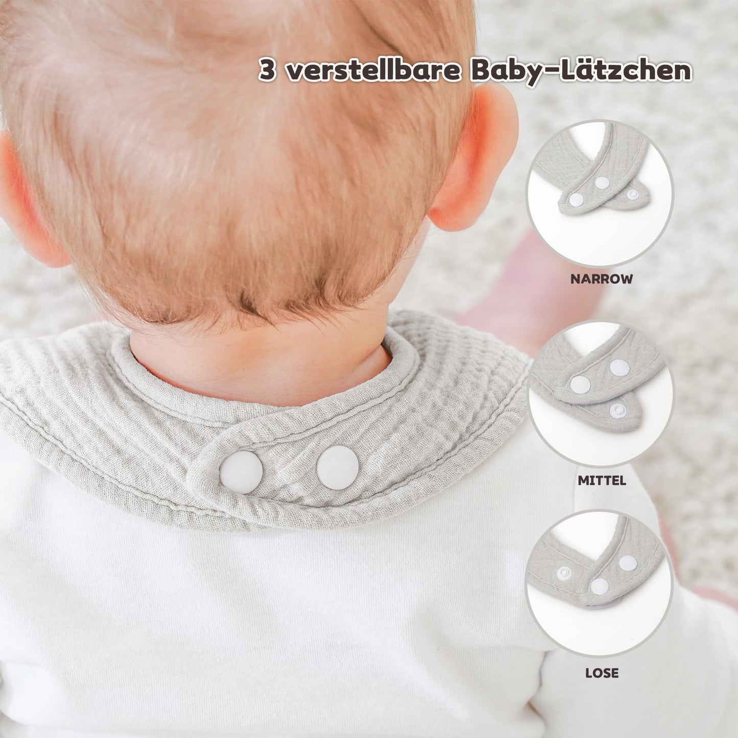 Susurration Bibs Baby Muslin Bandana Baby Soft Adjustable Square Dribble Bibs 6 pack for Unisex Girls &amp; Boys 