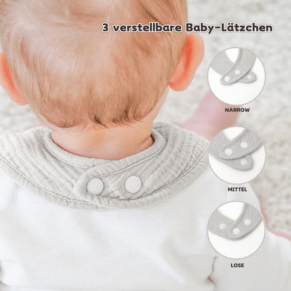 Susurration Bibs Baby Muslin Bandana Baby Soft Adjustable Square Dribble Bibs 6 pack for Unisex Girls &amp; Boys 