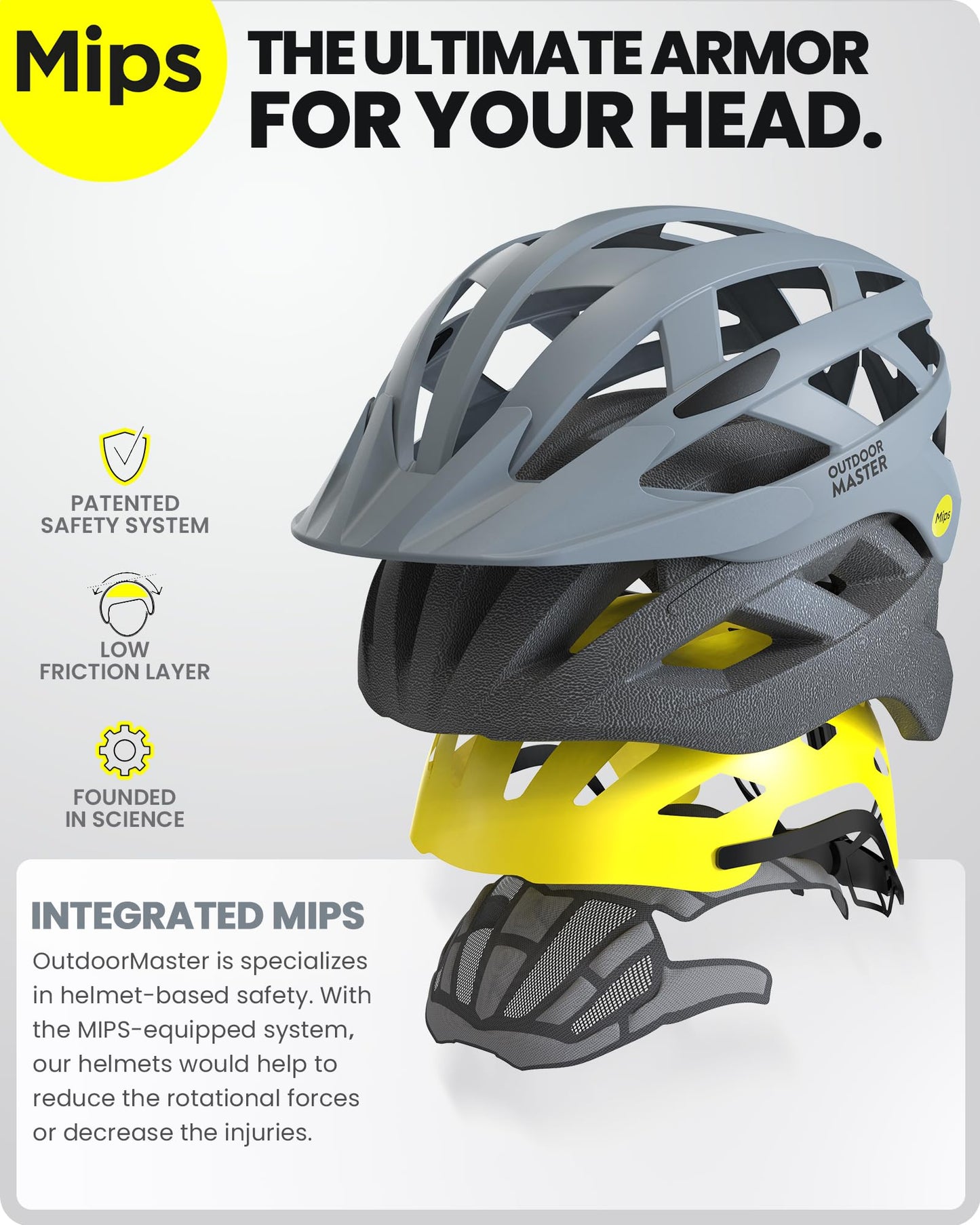 OutdoorMaster MIPS Fahrradhelm - Zwei herausnehmbare Innenfutter & Belüftung in Multi-Environment - Fahrradhelm in Mountain, Autobahn für Jugendliche & Erwachsene