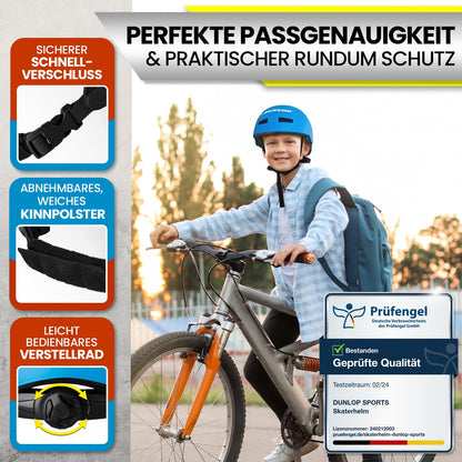 DUNLOP SPORTS Fahrradhelm Kinder Jugendliche Erwachsene - Test Sehr Gut - Leichter robuster Urban Allrounder Helm, 14 Fach belüftet, Schnellverschluss, Auto Kopfanpassung