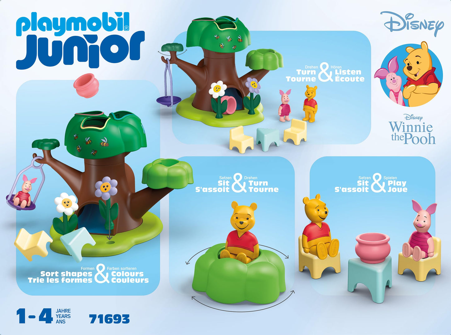 PLAYMOBIL Junior Disney Winnie the Pooh & Tiggers Bee Garden Sustainable Toy Made of Bio-Based Plastics for Children from 1 Year 71694