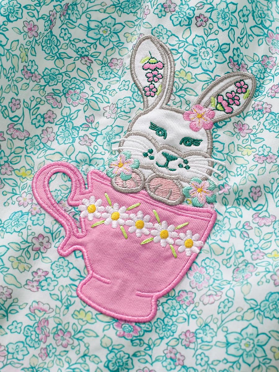 Kleinkind Mädchen Kurze Ärmel Ostern Kleid Baumwolle lässig Jersey Shirt Playwear Applique Kleid