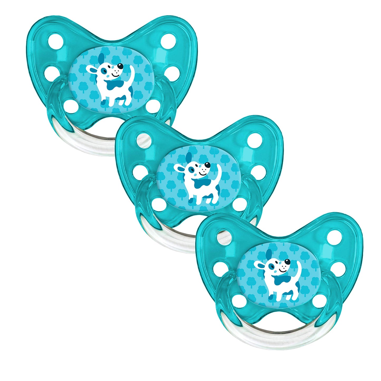 dentistar Silikon Schnuller 3er-Set - Größe 3, ab 14 Monate - Zahn- & kieferfreundlicher Nuckel mit Dental-Stufe – BPA-frei – Made in Germany - Egal Motiv, Weiß