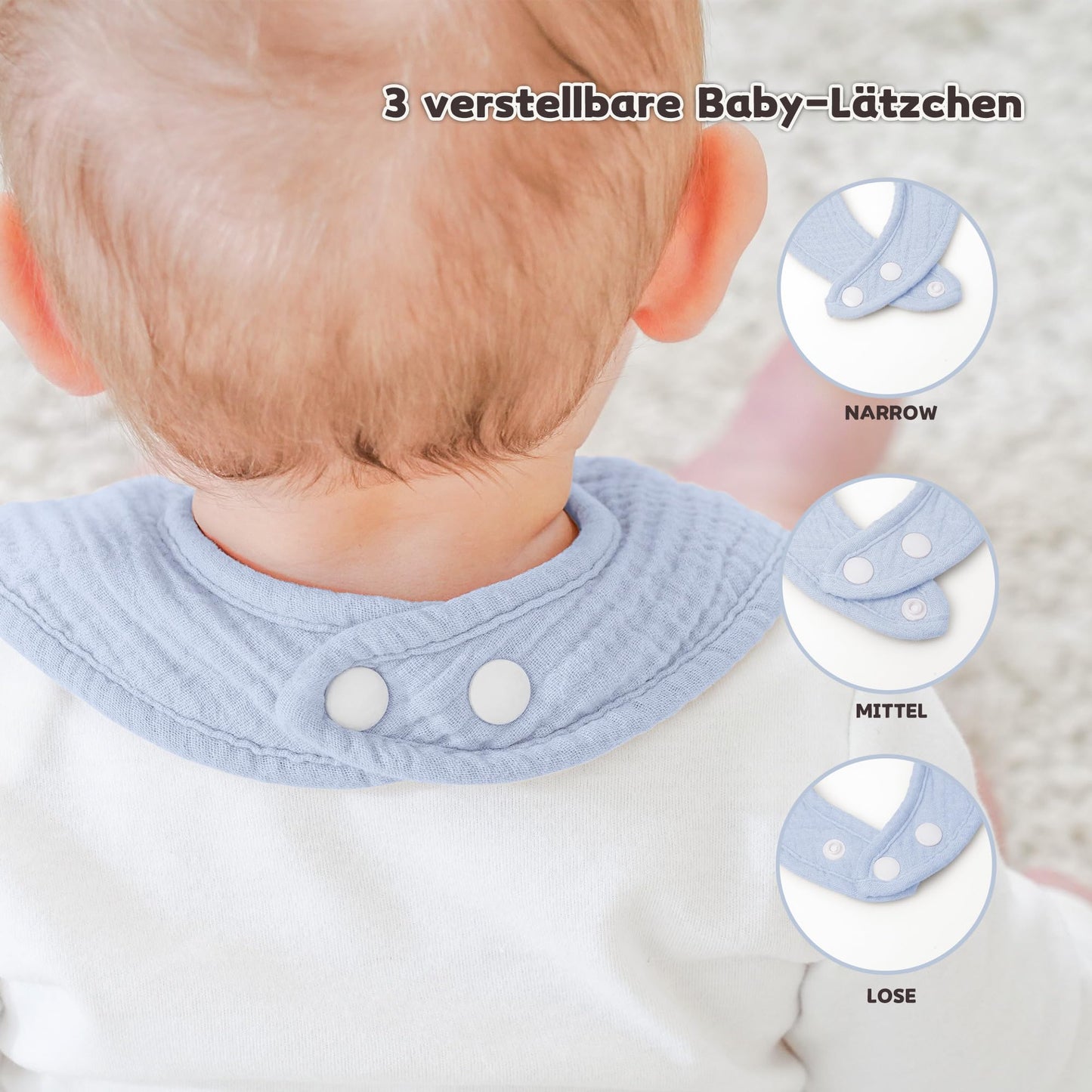 Susurration Bibs Baby Muslin Bandana Baby Soft Adjustable Square Dribble Bibs 6 pack for Unisex Girls &amp; Boys 