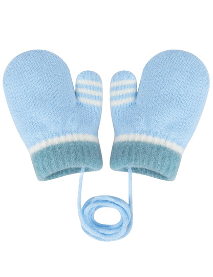 Becellen Fäustlinge Infant, Warme Verdicken Kleinkind Winterhandschuhe mit Schlüsselband Niedliche Anti Kratz Baby Strickhandschuhe für 0-3 Jahre Jungen Mädchen