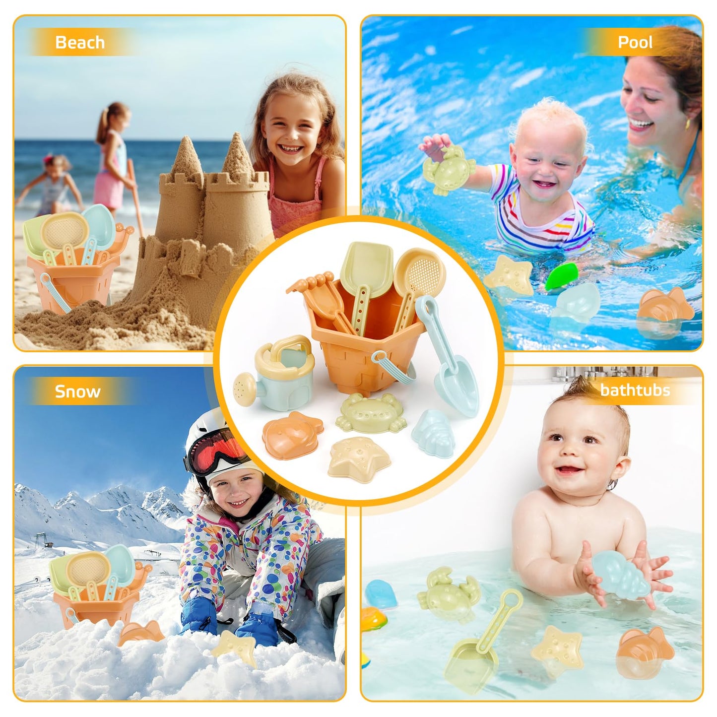 ZUZGO Sandspielzeug Set Sandkasten Spielzeug Strandspielzeug für Jungen Mädchen Kinder (A)