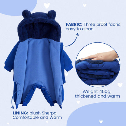 Baby Schneeanzug, Baby Jungen Mädchen Winter Overall Strampler Neugeborenen Schnee Overall für 3-24 Monate