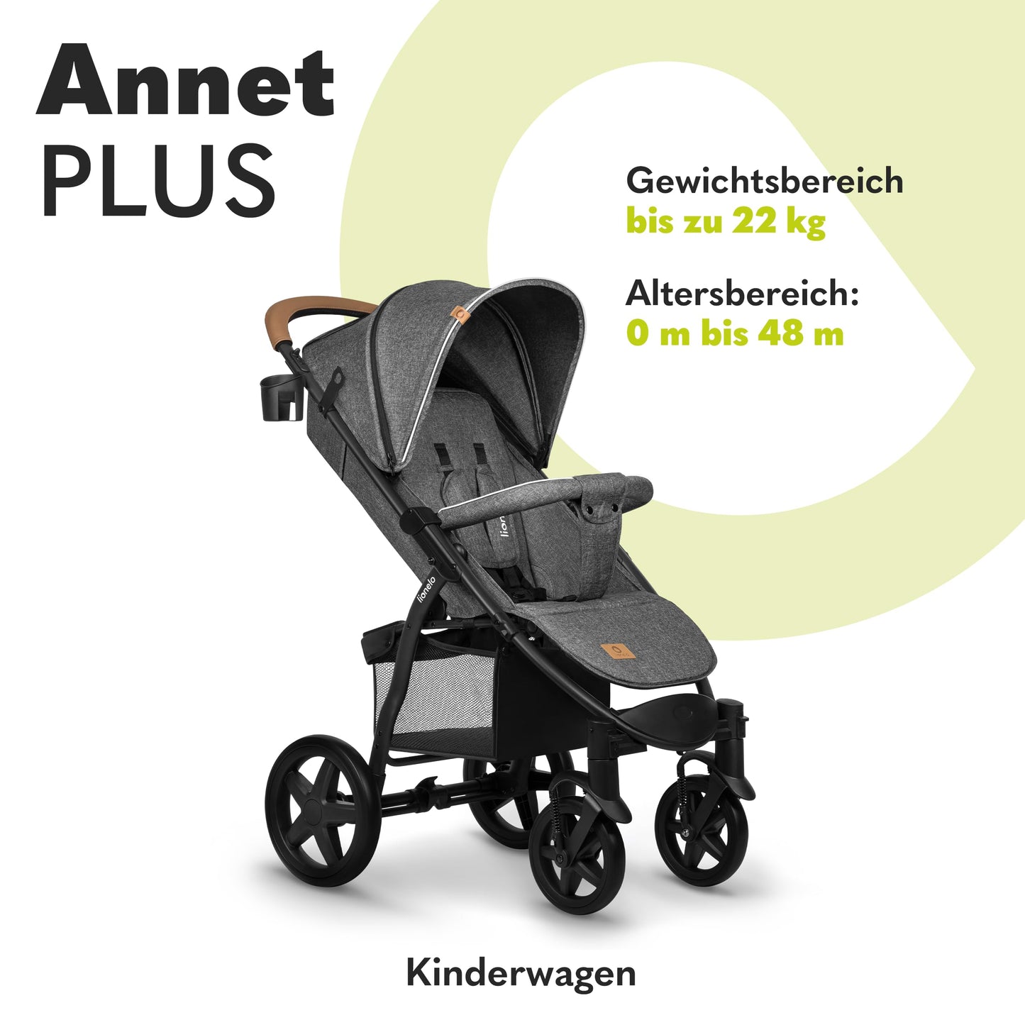 LIONELO Annet Plus Buggy up to 22 kg with Reclining Function, Small Folding Pushchair with Accessories, EVA Foam Wheels, Mosquito Net, Foot Cover Drink Holder, Basket Dreamin