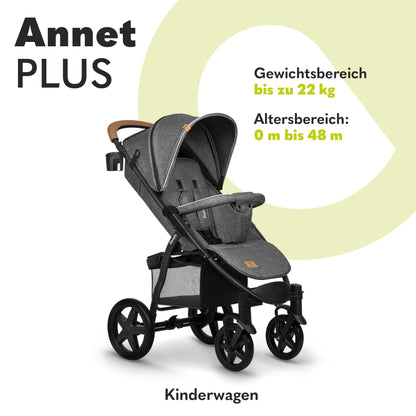 LIONELO Annet Plus Buggy up to 22 kg with Reclining Function, Small Folding Pushchair with Accessories, EVA Foam Wheels, Mosquito Net, Foot Cover Drink Holder, Basket Dreamin