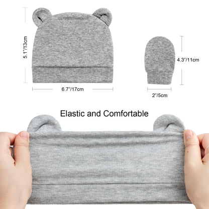 DRESHOW Newborn Baby Hat and Gloves Set Beanie Clothing Unisex Infant Hat Kindergarten Cap Baby Boys Girls 0-6 Months 