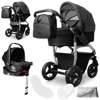 Bergsteiger Capri 3-in-1 Combination Pushchair - Baby Carrier, Sports Seat & i-Size Baby Seat, Pneumatic Tyres, Suspension, Height-Adjustable Handle, Foldable, Accessories