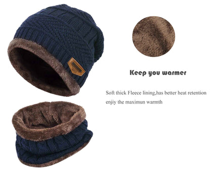 K.tchard Children’s Winter Hat, Beanie Hat with Scarf Set, Slouchy Knitted Hat, Warm Knitted, Skull Cap, Fleece Lining Hat 2–8 Years