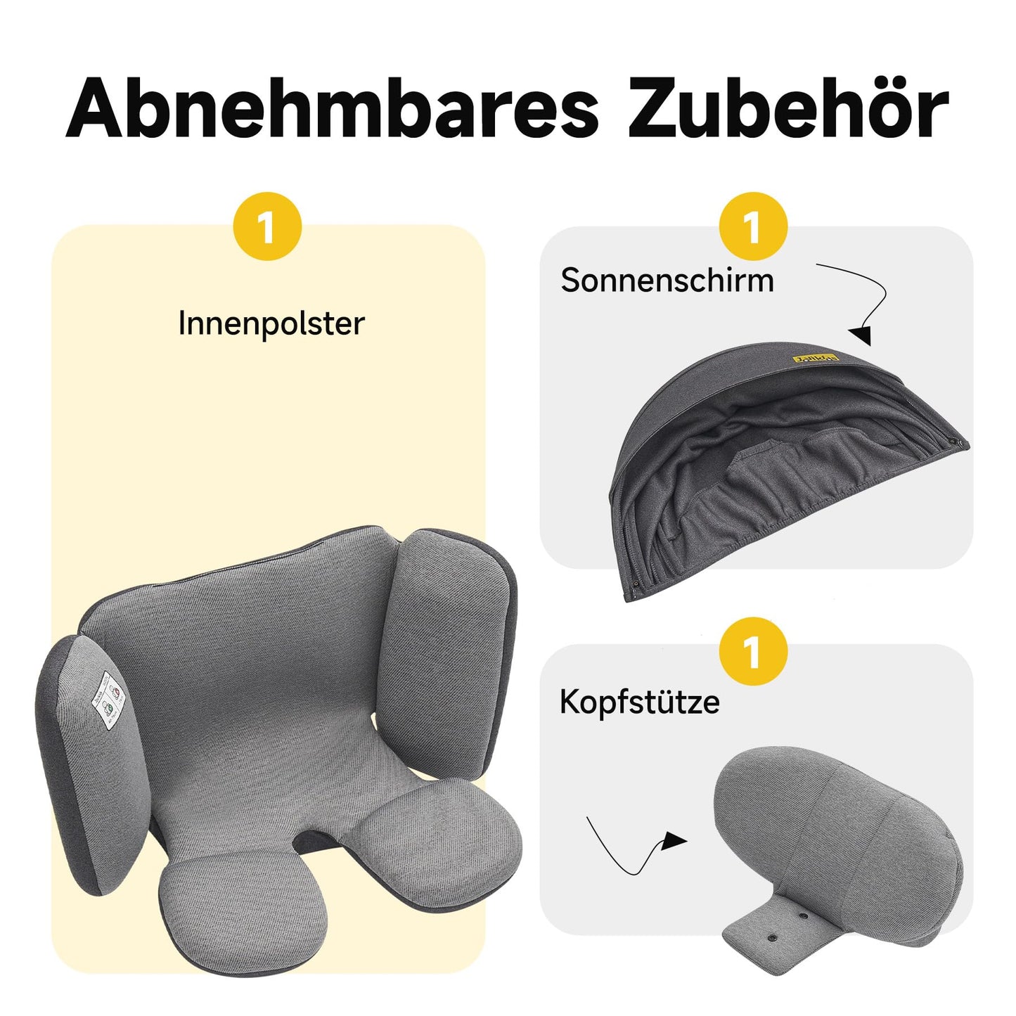 Jovikids 360° Drehbar Kindersitz mit ISOFIX, i-Size 40-150cm(ab Geburt -12 Jahre) Baby Autositz Reboarder mit Liegefunktion & Abnehmbar Vordach, ECE R129 (Rosa) - Meloni2
