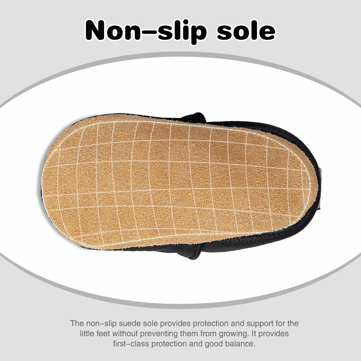 HMIYA Weiche Leder Krabbelschuhe Babyschuhe Lauflernschuhe mit Wildledersohlen für Jungen und Mädchen 0-6 Monate 6-12 Monate 12-18 Monate 18-24 Monate