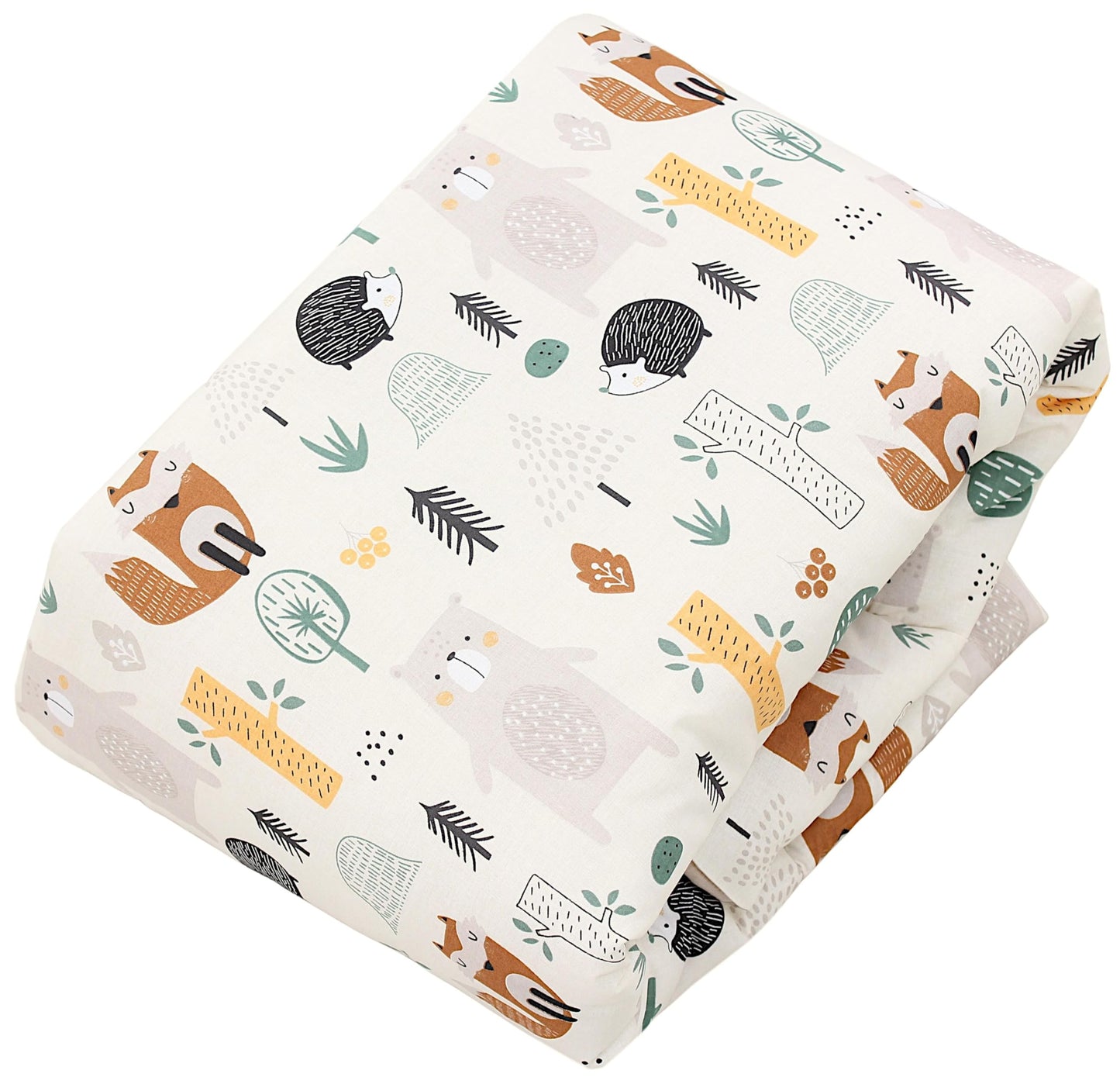TupTam Krabbeldecke für Baby 120x120 cm - Gepolsterte Spieldecke Baby Baumwolle, XXL, OEKO-TEX, Weich & Hautfreundlich, Farbe: Wald/Beige - Meloni2
