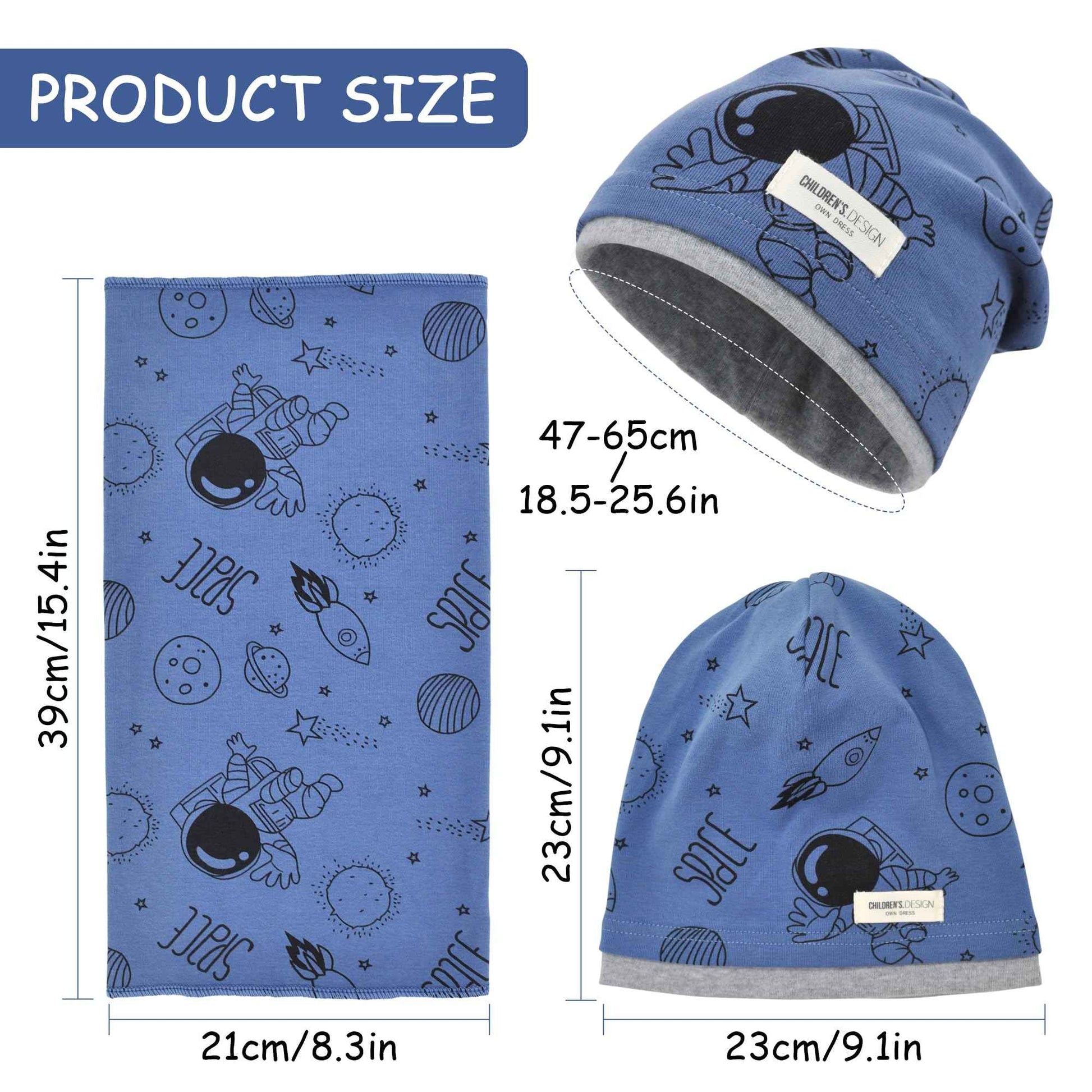 Kinder Beanie Mütze & Loop Schal Set, 95% Baumwolle Mütze Schal Set Mädchen Jungen 2-8 Jahren, Schlauchschal Warme Wintermütze Strickmützen für Herbst Winter Frühling