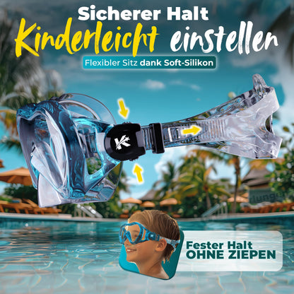 KIDVERSE Schnorchelset Kinder - Taucherbrille mit Schnorchel - Panorama Taucherbrille mit Nase - Kindertaucherbrille Alternative Schnorchelmaske