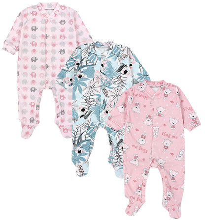 TupTam Baby Mädchen Schlafstrampler mit Fuß 3er Pack