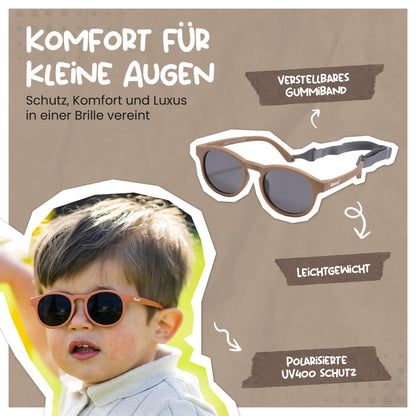 Maesy Kinder Sonnenbrille für Kleinkind und Baby - 1-3 Jahre - UV400 Polarisierter Schutz - Flexibler und Biegsamer Rahmen - Verstellbares Gummiband - Sichere und Bequeme Kindersonnenbrille - Bowi