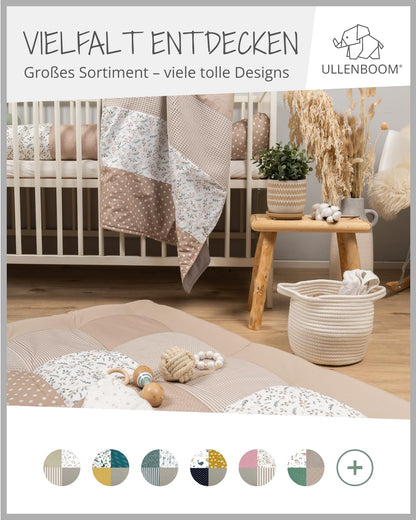 ULLENBOOM Krabbeldecke für Baby 100x100 cm, 100% OEKO-TEX Materialien, Made in EU, Dick & weich gepolstert, Sandblume - ideal als Babydecke, Laufgittereinlage & Spieldecke Baby