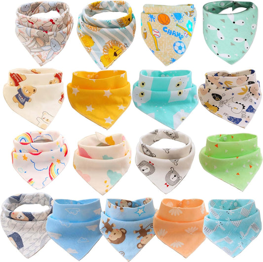 SLOSH 17 Baby Bibs, Bandana, Birth, Girls, Boys, Cotton, Children, Unisex (17 Pieces for Unisex), Multicolored, 17 Unité (Lot de 1) 