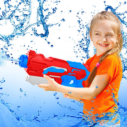 Wasserpistole Kinder – 1200ML Wasserspritzpistole mit 8–10m Reichweite, Outdoor Spielzeug für Sommer, Strand, Pool & Garten – Wasserblaster große reichweite für Jungen & Mädchen (Rot)