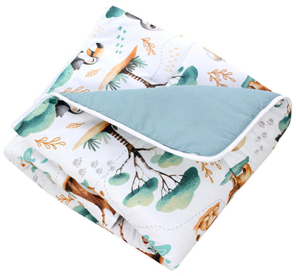 TupTam Krabbeldecke für Baby 120x120 cm - Gepolsterte Spieldecke Baby Baumwolle, XXL, OEKO-TEX, Weich & Hautfreundlich, Farbe: Wald/Beige - Meloni2