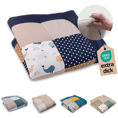 ULLENBOOM Krabbeldecke für Baby 100x100 cm, 100% OEKO-TEX Materialien, Made in EU, Dick & weich gepolstert, Sandblume - ideal als Babydecke, Laufgittereinlage & Spieldecke Baby - Meloni2